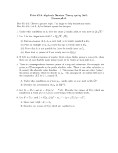 Pries 605A Algebraic Number Theory spring 2016. Homework 6.
