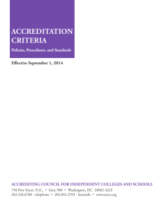 ACCREDITATION CRITERIA Effective September 1, 2014 Policies, Procedures, and Standards