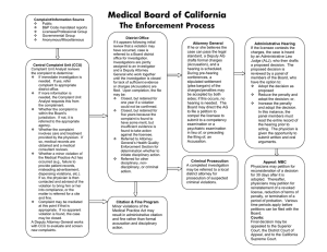 Medical Board of California The Enforcement Process