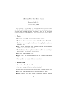 Checklist for the final exam Renzo’s Math 281 December 12, 2008