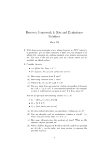 Recovery Homework 1: Sets and Equivalence Relations Math 281