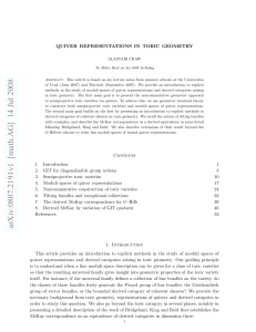 QUIVER REPRESENTATIONS IN TORIC GEOMETRY