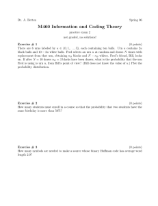 M460 Information and Coding Theory