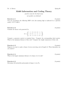 M460 Information and Coding Theory