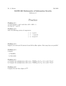 Practice MATH 360 Mathematics of Information Security