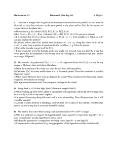 Mathematics 192 Homework (due Sep. 10) 1) A. Hulpke