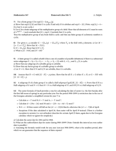 Mathematics 567 Homework (due Feb 7) 7) A. Hulpke