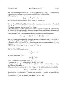 Mathematics 567 Homework (due Mar 14) 30) A. Hulpke