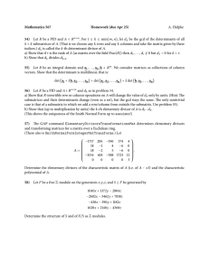 Mathematics 567 Homework (due Apr 25) 54) A. Hulpke