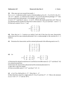 Mathematics 567 Homework (due May 2) 59) A. Hulpke