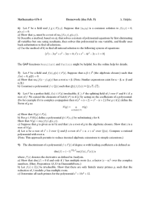 Mathematics 676-4 Homework (due Feb. 5) 6) A. Hulpke