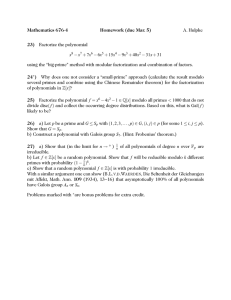Mathematics 676-4 Homework (due Mar. 5) 23) A. Hulpke