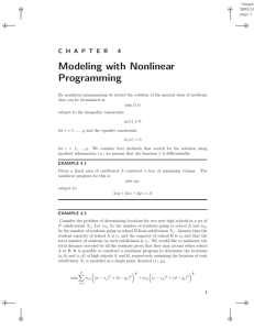 Modeling with Nonlinear Programming C H A P T E R 4