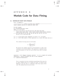 Matlab Code for Data Fitting A