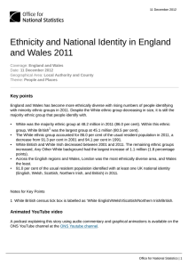 Ethnicity and National Identity in England and Wales 2011 Key points