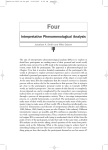 Four Interpretative Phenomenological Analysis Jonathan A. Smith and Mike Osborn