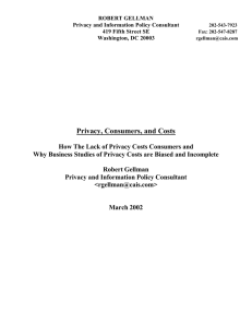 Privacy, Consumers, and Costs