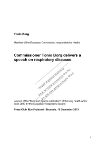 Commissioner Tonio Borg delivers a speech on respiratory diseases  Tonio Borg