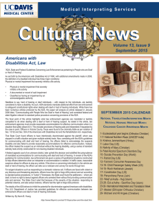 Cultural News Volume 13, Issue 9 September 2015 Americans with