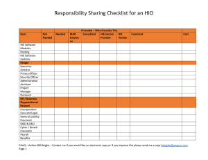 Responsibility Sharing Checklist for an HIO