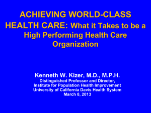 ACHIEVING WORLD-CLASS HEALTH CARE: What it Takes to be a