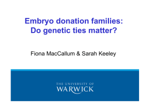 Embryo donation families: Do genetic ties matter? Fiona MacCallum &amp; Sarah Keeley