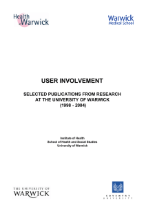 USER INVOLVEMENT  SELECTED PUBLICATIONS FROM RESEARCH AT THE UNIVERSITY OF WARWICK