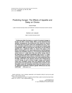 Predicting Hunger: The Effects of Appetite and Delay on Choice Daniel Read and