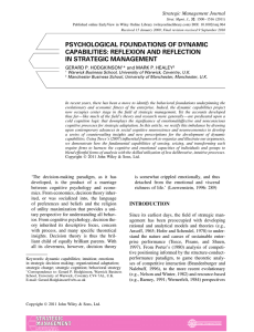 PSYCHOLOGICAL FOUNDATIONS OF DYNAMIC CAPABILITIES: REFLEXION AND REFLECTION IN STRATEGIC MANAGEMENT