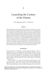 1 Launching the  Century of the Patient