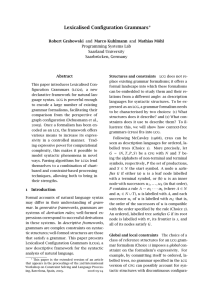 Lexicalised Configuration Grammars