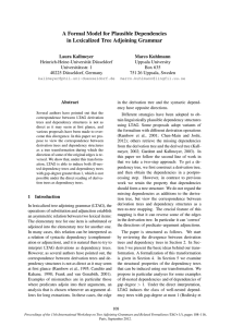 A Formal Model for Plausible Dependencies in Lexicalized Tree Adjoining Grammar