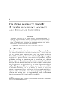 The string-generative capacity of regular dependency languages 1 Marco Kuhlmann and Mathias M¨