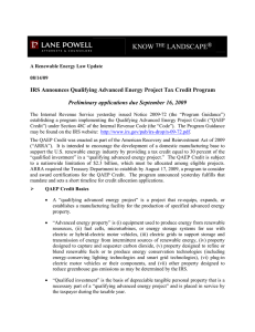 IRS Announces Qualifying Advanced Energy Project Tax Credit Program