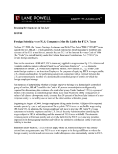 Foreign Subsidiaries of U.S. Companies May Be Liable for FICA...