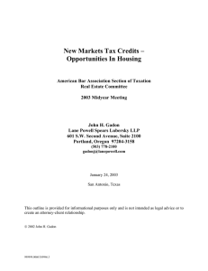 New Markets Tax Credits – Opportunities In Housing