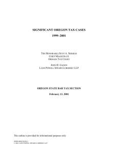 SIGNIFICANT OREGON TAX CASES 1999–2001 OREGON STATE BAR TAX SECTION