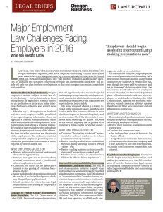 L Major Employment Law Challenges Facing Employers in 2016