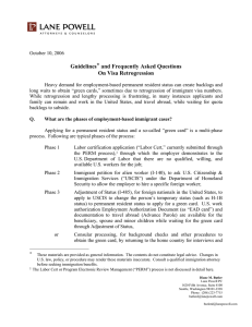 Guidelines* and Frequently Asked Questions On Visa Retrogression