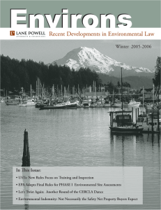 Environs Recent Developments in Environmental Law In Th is Issue: Winter  2005-2006