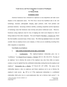 Trade Secrecy and Non-Competition Covenants in Washington By D. Michael Reilly