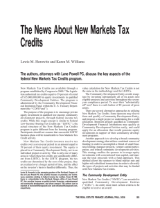 The News About New Markets Tax Credits