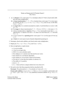 Notes on Homework 10/Practice Exam 2 → ∈ (