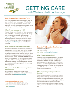 GETTING CARE with Western Health Advantage Your Primary Care Physician (PCP)