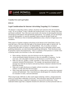 Legal Considerations for Internet Advertising Targeting U.S. Customers