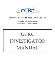 GCRC INVESTIGATOR MANUAL