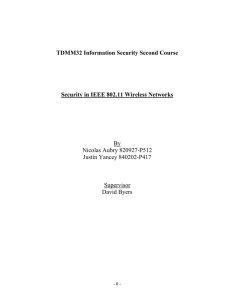TDMM32 Information Security Second Course Security in IEEE 802.11 Wireless Networks By