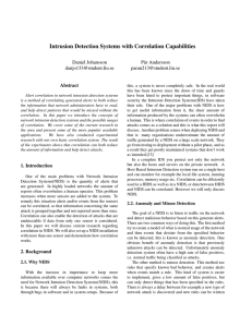 Intrusion Detection Systems with Correlation Capabilities Daniel Johansson P¨ar Andersson