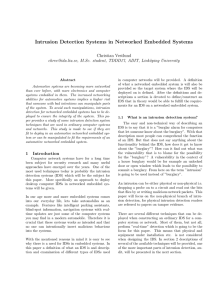 Intrusion Detection Systems in Networked Embedded Systems Christian Vestlund