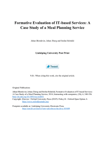 Formative Evaluation of IT-based Services: A Linköping University Post Print